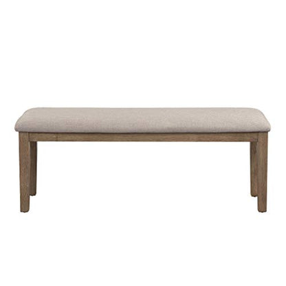 Homelegance Blair Upholstered Dining Bench, 48" W Entryway Bench, Sturdy Solid Wood Frame, Wire Brush Brown Finish, Comfortable Cushion Seat, Easy Assembly, Modern & Traditional, Gray/Brown - color: Gray/Brown, size: Bench