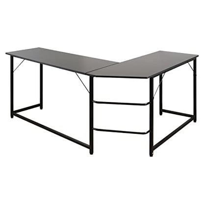 AEONS L-Shaped Computer Study Corner Desk with CPU Stand, PC Laptop Gaming Desk 66” Workstation for Home Office Writing Table, Wood & Metal, Space-Saving