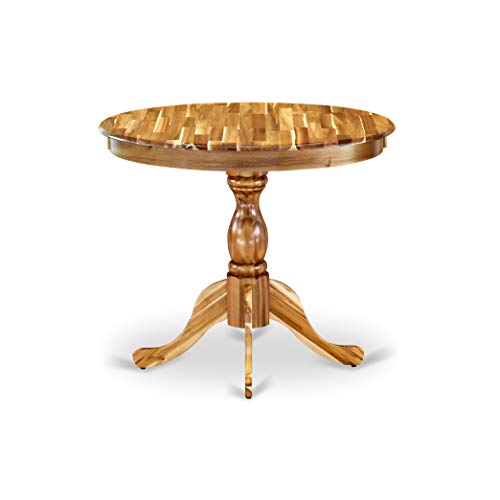 East West Furniture AMT-ANA-TP Antique Dining Room Table - a Round Kitchen Table Top with Pedestal Base, 36x36 Inch, Natural - color: Natural