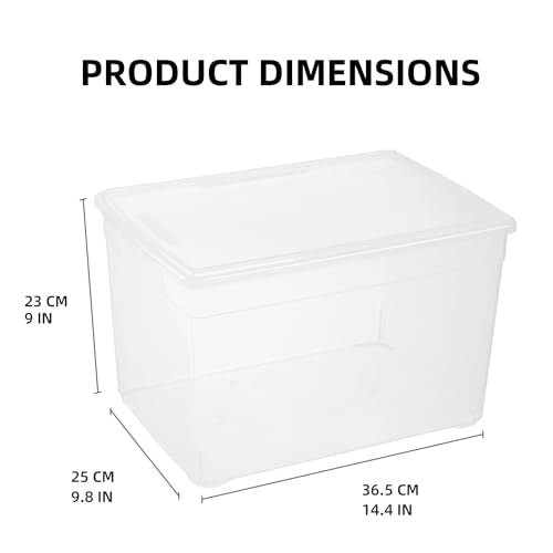 novelinks 6 Pack 22QT Plastic Storage Bins with Lids, Stackable Clear Containers with Latches, Durable Nestable Boxes for Office, Home, Garage, Shoes Organization - size: 22 Qt - 6 Pack