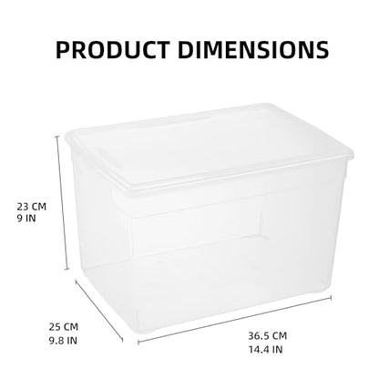 novelinks 6 Pack 22QT Plastic Storage Bins with Lids, Stackable Clear Containers with Latches, Durable Nestable Boxes for Office, Home, Garage, Shoes Organization - size: 22 Qt - 6 Pack