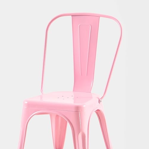 AC Pacific 18 Inch Seat Height Industrial Metal Dining Chairs, Stackable Kitchen or Bar Seat, Durable Modern Design, Versatile Accent Furniture, Set of 2, Pink - color: Pink, size: Set of 2