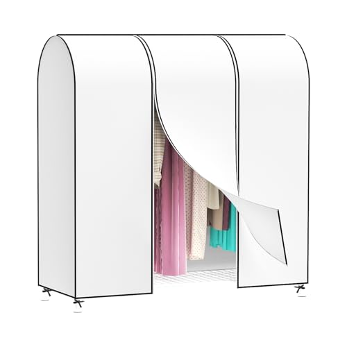 Zilink Garment Rack Cover Garment Bags Protector Wardrobe Cover 60in, White | Dustproof, Breathable, 2 Durable Zippers, Clothes Rack Cover for Garment Rack (Rack Not Included) - size: 60"L x 20"W x 60"H - White