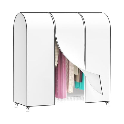 Zilink Garment Rack Cover Garment Bags Protector Wardrobe Cover 60in, White | Dustproof, Breathable, 2 Durable Zippers, Clothes Rack Cover for Garment Rack (Rack Not Included) - size: 60"L x 20"W x 60"H - White