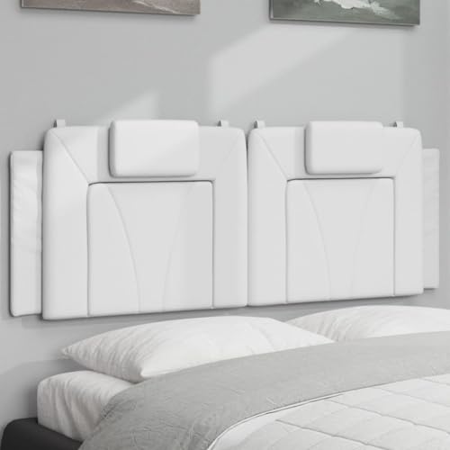 Viana Headboard Cushion, 53.9 inch Upholstered Bed Backrest Support, Faux Leather Wall-Mounted Pillow for 54 inch Mattress, White