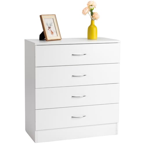 Karl home White 4 Drawer Dresser, Modern Small Chest of Drawers | Compact Dresser Chest with 4 Storage Drawers, Multipurpose Furniture for Bedroom, Nursery, Living Room, Closet - color: White, size: 13"D x 26"W x 28.7"H (4 Drawers)