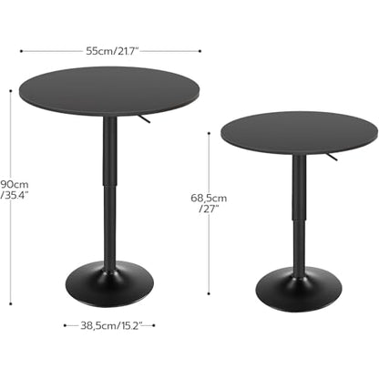 HOOBRO Bar Table, Height-Adjustable Round Pub Table 27-35.4 Inches, Cocktail Table with Sturdy Base, Modern Style, Easy to Assemble, Suitable for Small Space, Black BK58BT01G1 - color: Black