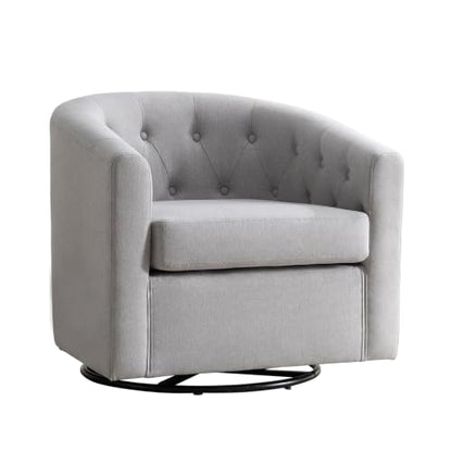 ANJ Swivel Accent Chair, 360 Degree Round Swivel Barrel Chairs with Padded Armrests & Comfy Backrest, Modern Linen Fabric Armchair for Living Room, Bedroom, Office, Light Grey - color: Light Grey