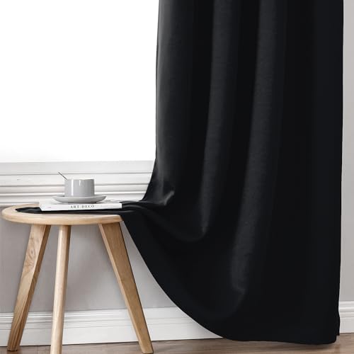 ChrisDowa 100% Blackout Curtains for Bedroom 84 Inches Long 2 Panels Set | 2 Thick Layers, Thermal Insulated, Light Blocking, Grommet, Window Treatment, Living Room Drapes, Black, 38 x 84 Inch - color: Black, size: 38"W x 84"L (Pack of 2)