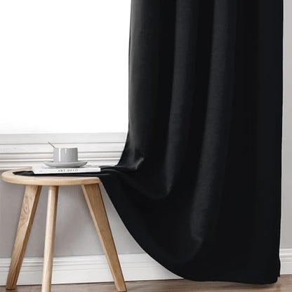 ChrisDowa 100% Blackout Curtains for Bedroom 84 Inches Long 2 Panels Set | 2 Thick Layers, Thermal Insulated, Light Blocking, Grommet, Window Treatment, Living Room Drapes, Black, 38 x 84 Inch - color: Black, size: 38"W x 84"L (Pack of 2)