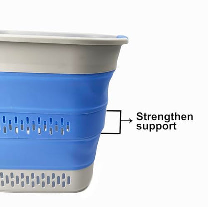 SAMMART 40L (10.5 Gallon) Collapsible Plastic Laundry Basket - Foldable Pop Up Storage Container/Organizer - Portable Laundry Hamper - Space Saving (1, Grey/Little Boy Blue) - color: Grey/Little Boy Blue