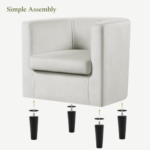 Yaheetech Barrel Accent Chair, Upholstered Modern Armchair, Beige | Soft Velvet Chair with High-Density Foam Seat, Barrel Sofa Chair for Living Room Bedroom Waiting Room - color: Beige, size: Set of 1