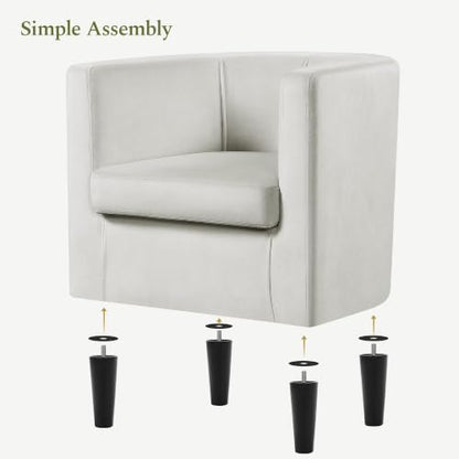 Yaheetech Barrel Accent Chair, Upholstered Modern Armchair, Beige | Soft Velvet Chair with High-Density Foam Seat, Barrel Sofa Chair for Living Room Bedroom Waiting Room - color: Beige, size: Set of 1