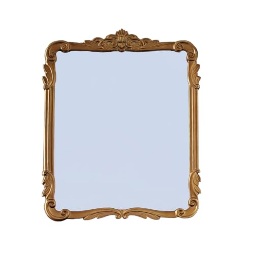 SIKOO 8x10 Inch Vintage Mirror Bronze Decorative Wall Mirror Makeup Mirror for Table Antique Home Decor Ornate Brass Arch Wall Art Resin and Premium Glass - color: Bronze