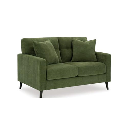 Signature Design by Ashley Bixler Loveseat Sofa, Green Small Couch | Fully assembled, 57 in W small couch, Olive green chenille upholstery, Anti-sag platform foundation - color: Green