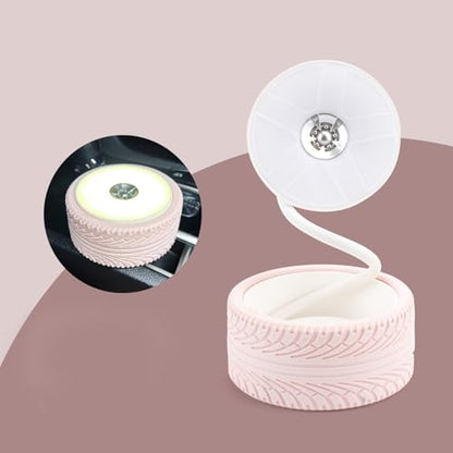 Pongnas Roseate Bedside Lamp with Wheel Design USB Charging Port Warm White Foldable LED Light for Bedroom Study Living Room Travel - color: Roseate