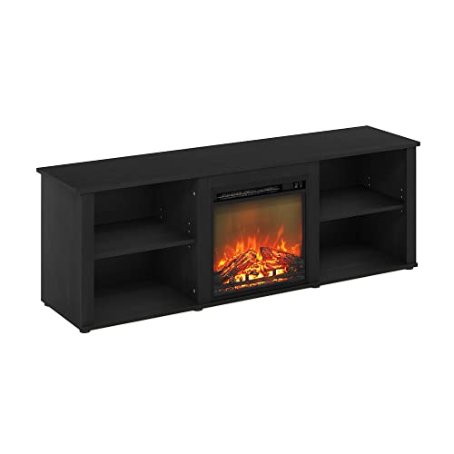 Furinno Classic 70 Inch TV Stand with Fireplace, Americano - color: Americano, size: 70-Inch Classic