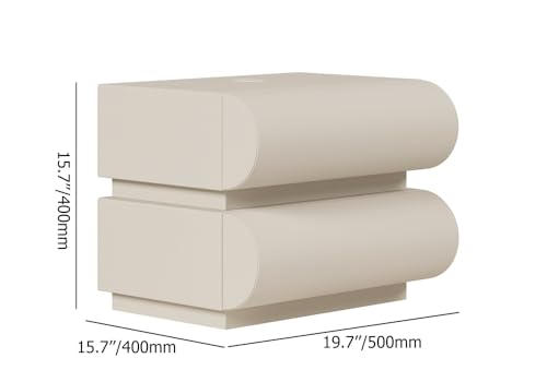 homary Smart Nightstand with Wireless Charging, USB & Type-C Ports – Modern White Leather Night Stand with 2 Drawers, Bedside Table for Bedroom - size: 2 Drawers