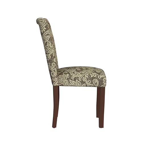 HomePop Classic Parsons Dining Chair, Pack of 2, Brown Jacobean Print - color: Brown Jacobean Print, style: Pack of 2