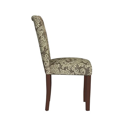 HomePop Classic Parsons Dining Chair, Pack of 2, Brown Jacobean Print - color: Brown Jacobean Print, style: Pack of 2