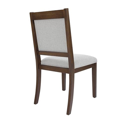 HomePop Open Back Upholstered Wood Frame Dining Chairs - Gray Solid Woven (Set of 2) - color: Gray Solid Woven (Set of 2), style: Pack of 2