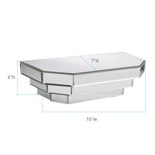 Howard Elliott Collection Mirrored Floating Wall Shelf for Home Decor, Silver Wall Mounted Modern Glass Shelf, Decorative Mirror Shelf for Living Room, Bathroom and Entryway, 6 x 16 x 7 Inch