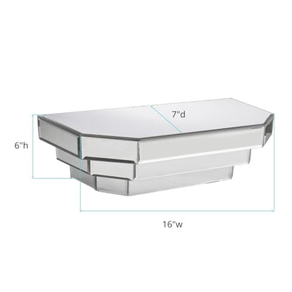 Howard Elliott Collection Mirrored Floating Wall Shelf for Home Decor, Silver Wall Mounted Modern Glass Shelf, Decorative Mirror Shelf for Living Room, Bathroom and Entryway, 6 x 16 x 7 Inch