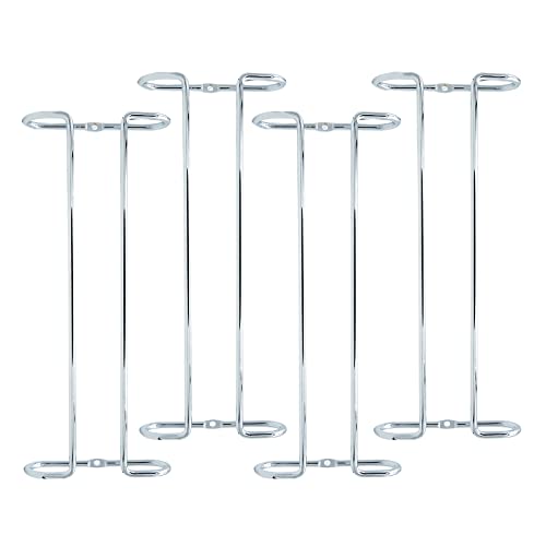 10 Inch Wine Glass Rack Under Cabinet Shelf Stemware Storage Hanging Hanger Organizer Glasses Holder with Drying Under Counter Metal for Kitchen and Bar Set of 4 Silver - size: Set of 4 silver, style: Double Opening