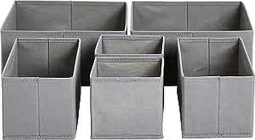 Amazon Basics Cloth Drawer Storage Organizer Boxes for Socks, Underwear and Baby Items Gray (Pack of 60) - size: Set of 60