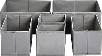 Amazon Basics Cloth Drawer Storage Organizer Boxes for Socks, Underwear and Baby Items Gray (Pack of 60) - size: Set of 60