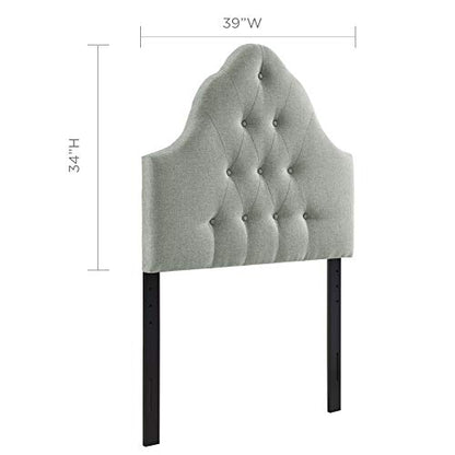 Modway Sovereign Tufted Button Linen Fabric Upholstered Twin Headboard in Gray - color: Gray, size: Twin