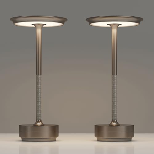 TBBGA 2 Pack Rechargeable Table Lamps Cordless, 5000mAh Outdoor Table Light | 3 Color Stepless Dimming Portable LED Table Lamp with Memory Function, for Home/Dinner/Patio/Restaurant.(Light Cafe) - color: Light Cafe-2