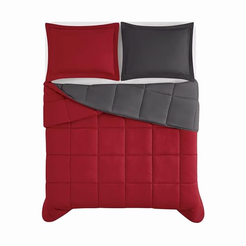 TRULY SOFT Everyday Reversible Red/Dark Grey Full/Queen 3 Piece Comforter Set - color: Red/Dark Grey, size: Queen