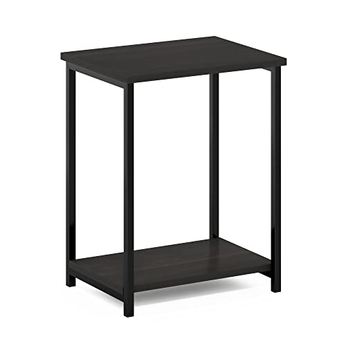 2-Tier Modern End Table with Metal Frame, Open Shelf Night Stand, Easy Assembly Side Table, Bedside Table, for Bedroom, Living Room, Espresso - color: Espresso, size: 2 Tier, Set of 1