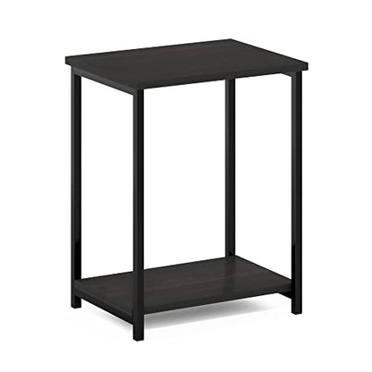 2-Tier Modern End Table with Metal Frame, Open Shelf Night Stand, Easy Assembly Side Table, Bedside Table, for Bedroom, Living Room, Espresso - color: Espresso, size: 2 Tier, Set of 1