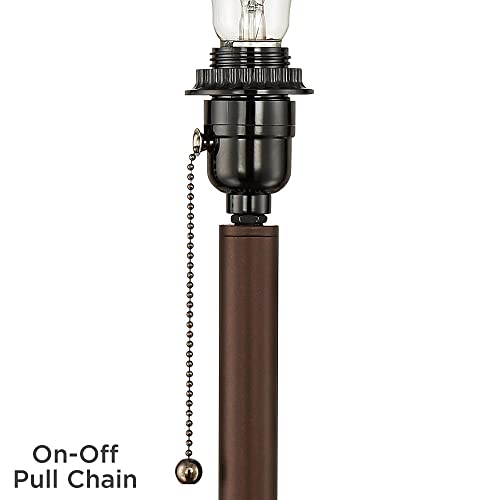 360 Lighting Caper 60 1/2" Tall Bronze Table Floor Lamp with USB and Outlet | Modern Tray AC Power in Base 5 Metal Off White Fabric Drum Shade for Living Room Reading House Bedroom - color: Bronze - Single