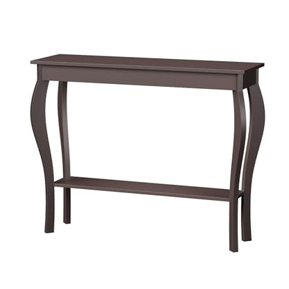 ChooChoo 39" Narrow Entryway Table with Storage Shelf, Espresso | Console Table with Curved Legs, Chic Accent Sofa Table with Shelves for Entryway, Living Room, Hallway - color: Espresso