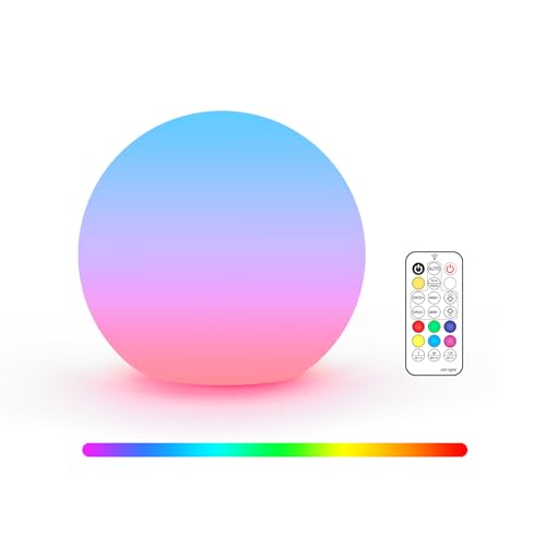LOFTEK 3-inch Rechargeable LED Ball Lights, Glowing Sphere Lights w/Remote | 11 Colors, 18 Modes RGB Mood Lighting, IP65 Waterproof Floating Pool Light for Bathroom, Patio, Home Decor, Kid's Gift - size: 3-inch (1 Pack)