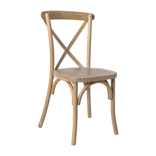 Merrick Lane Bardstown X-Back Bistro Style Wooden Dining Chair for Kitchens and Dining Rooms, High-Back Wood Stackable Kitchen Chair, Natural with White Grain - color: Natural White Grain