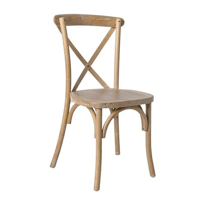 Merrick Lane Bardstown X-Back Bistro Style Wooden Dining Chair for Kitchens and Dining Rooms, High-Back Wood Stackable Kitchen Chair, Natural with White Grain - color: Natural White Grain