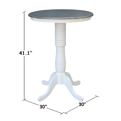 IC INTERNATIONAL CONCEPTS 30" Round Solid Wood Gray Table-Bar Height - color: White-heather Gray