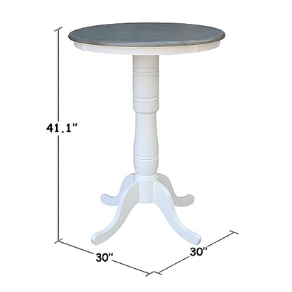 IC INTERNATIONAL CONCEPTS 30" Round Solid Wood Gray Table-Bar Height - color: White-heather Gray