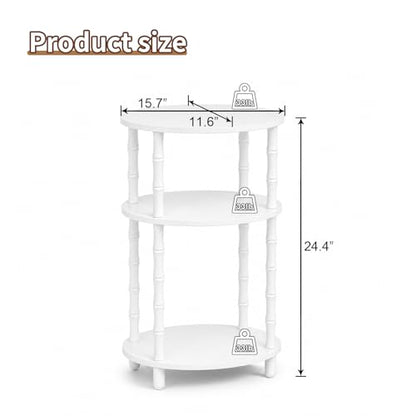 Side Table, 3-Tier Oval Accent Small End Table, Modern Oval Nightstand Accent Table for Small Space, Bedrooms, Living Room, Easy to Assemble, White - color: White, size: 15.7" x 11.6" x 24.4"