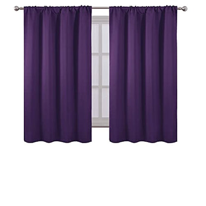 Purple Blackout Curtains/42 x 45 Inch/Set of 2 Panels Rod Pocket Room Darkening Curtains for Bedroom - color: Purple, size: 42"W x 45"L (Pack of 2)
