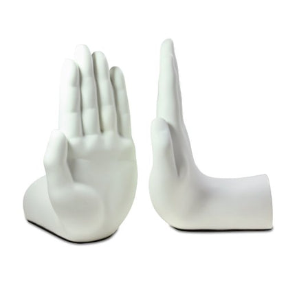 Danya B. Contemporary Accent Book Shelf Decor - Hands Sculpture Bookend Set of 2 (White)