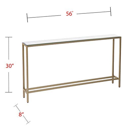 SEI Furniture Darrin Narrow Mirrored Top Console Table, 56", Metallic Gold - size: 56"