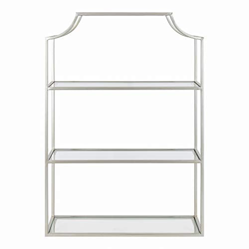 Kate and Laurel Ciel Glam 3-Tier Scalloped Wall Shelf, 20 x 30, Silver, Modern Shelving with Glass Tiers - color: Silver