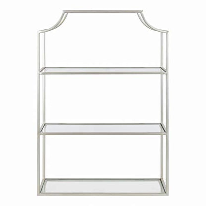Kate and Laurel Ciel Glam 3-Tier Scalloped Wall Shelf, 20 x 30, Silver, Modern Shelving with Glass Tiers - color: Silver