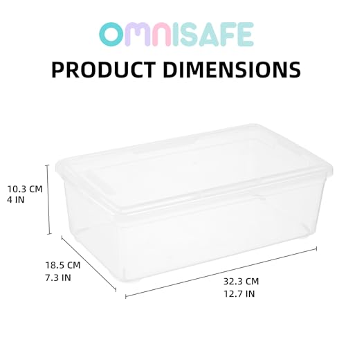 Stackable Plastic Storage Shoebox, BPA-Free Nestable Container with Latching Lid to Organize Shoes, See-Through Box for Home and Office, Multi-Purpose Clear Bins (12 Pack 6 Quart) | BPA-Free, Nestable, Home and Office, Latching Lid, Multi-Purpose