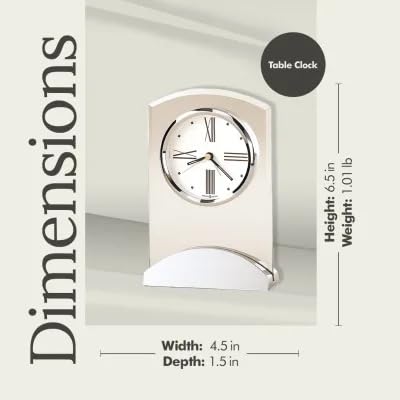 Howard Miller Tribeca Tabletop Alarm Clock – Quartz Movement, Brushed Aluminum Base & Beveled Glass Accents